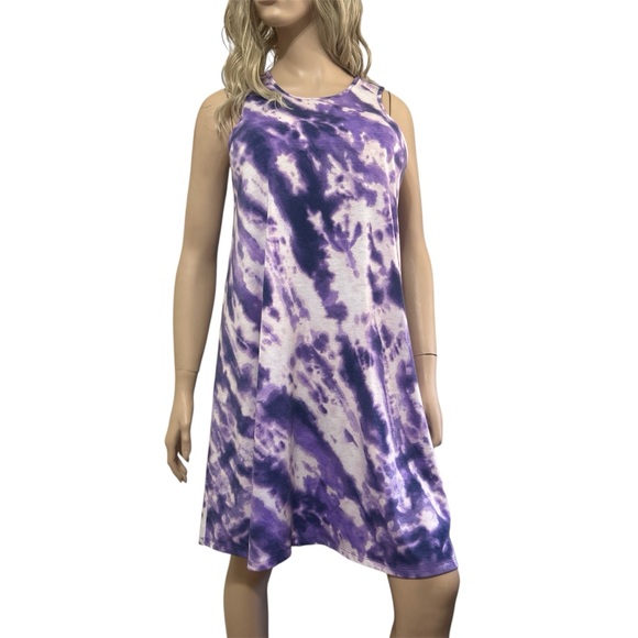 west loop Dresses & Skirts - West Loop Purple Tie-Dye Sleeveless T-Shirt Dress - Size Medium